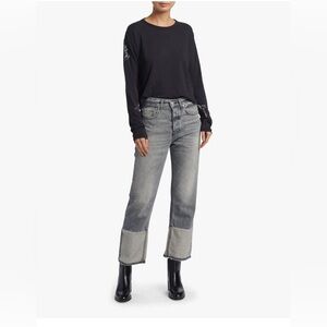 Rag & Bone Women's 31 Maya High Rise Ankle Straight Crop Jeans Black Wash